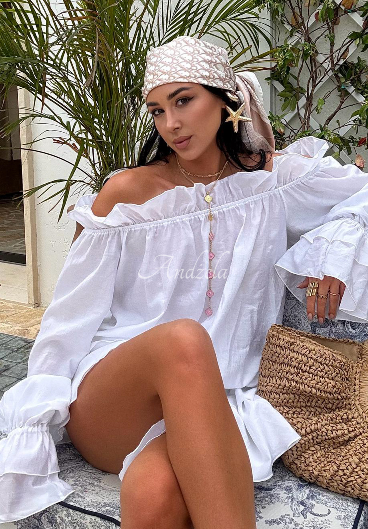 Viscose Spanish blouse La Milla Spring Is In The Air white