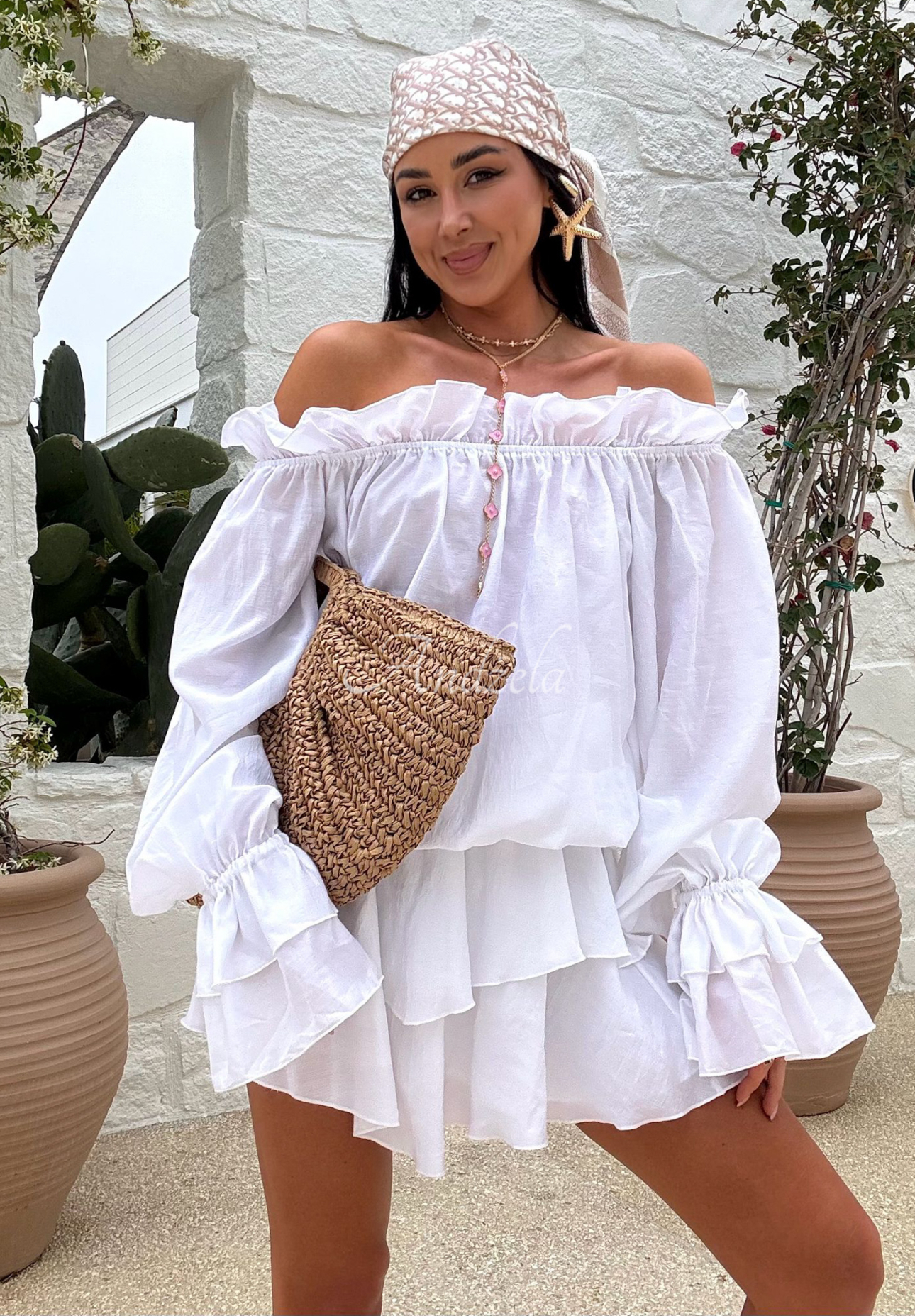 Viscose Spanish blouse La Milla Spring Is In The Air white