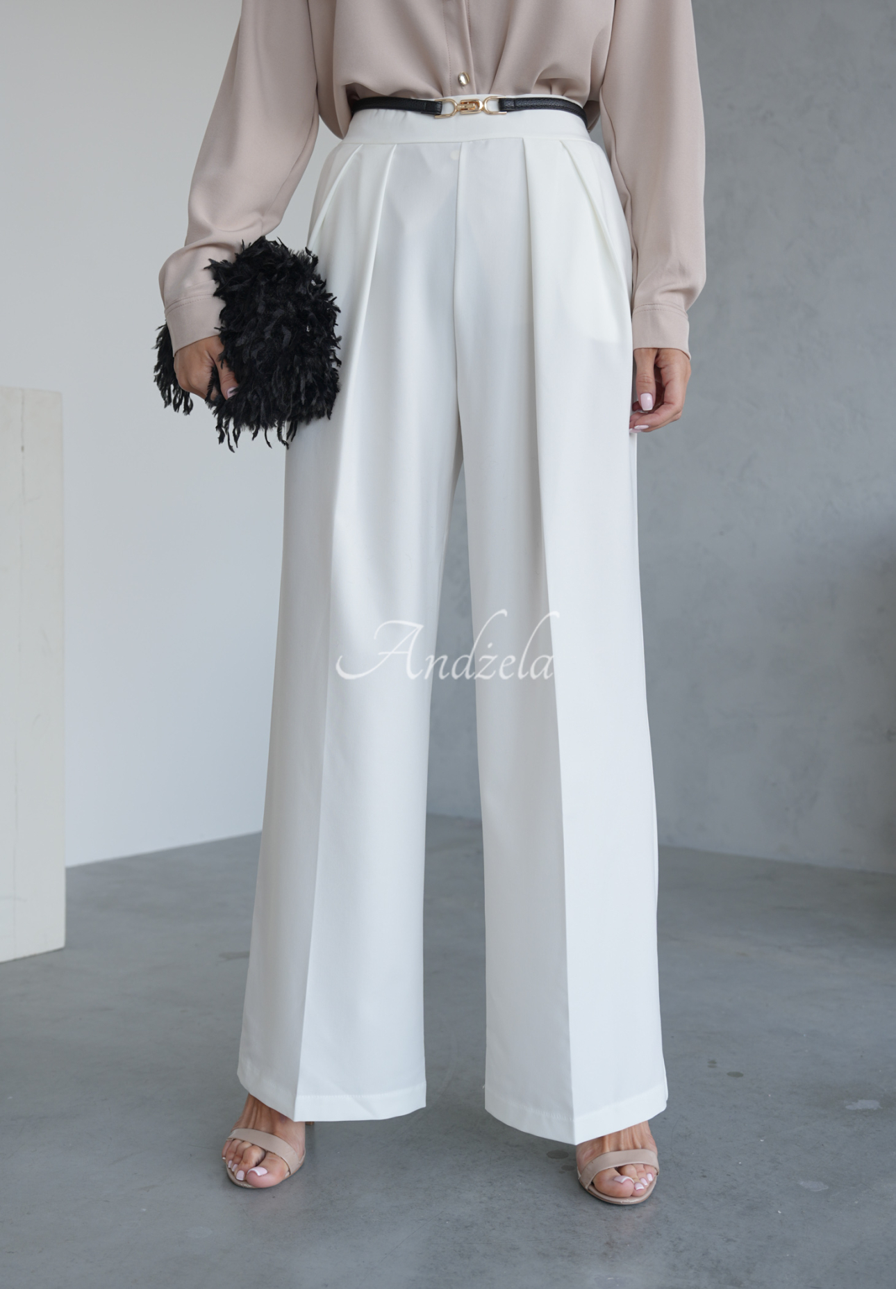Material wide leg pants Not Difficult ecru