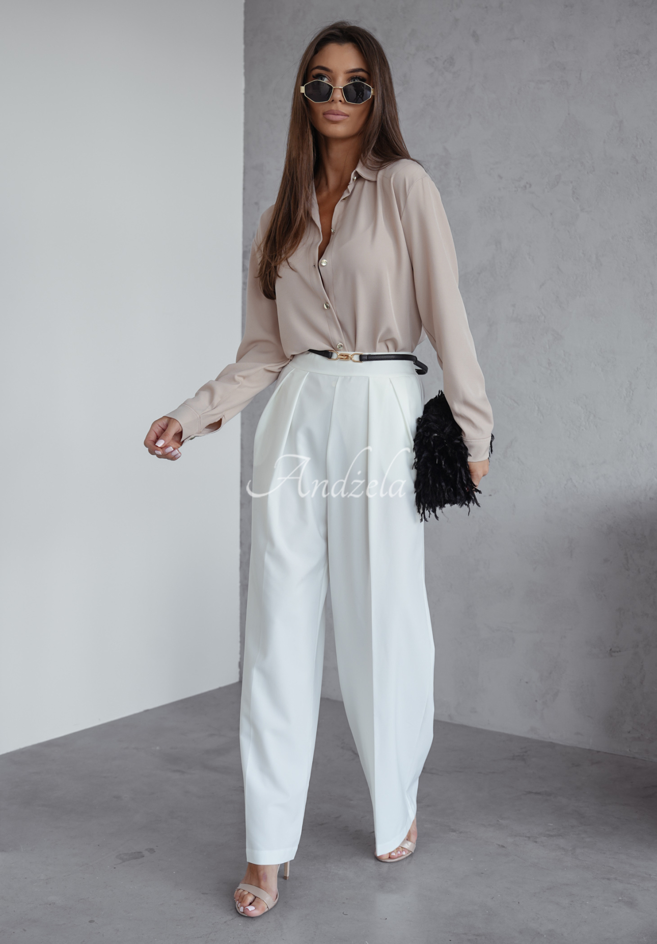Material wide leg pants Not Difficult ecru