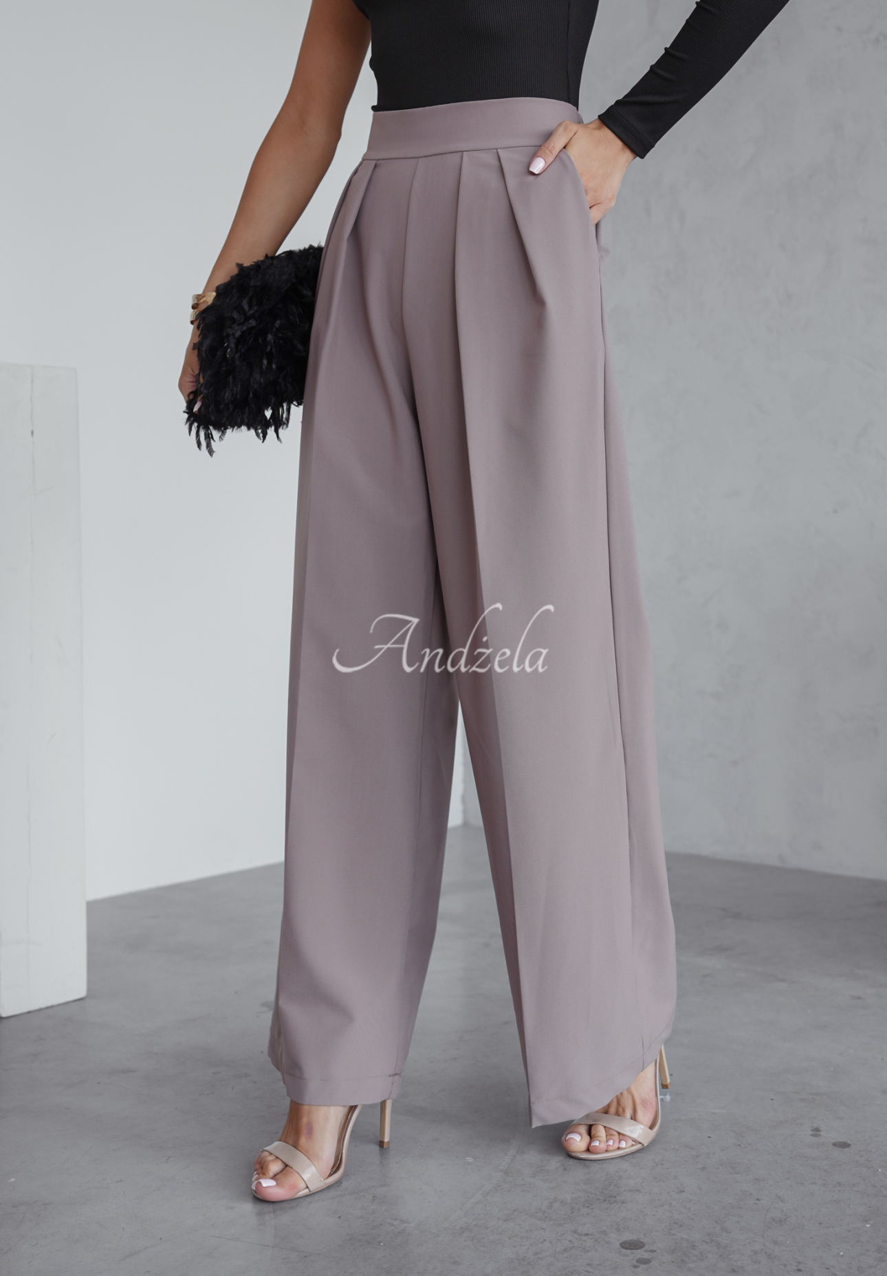Material wide leg pants Not Difficult gray