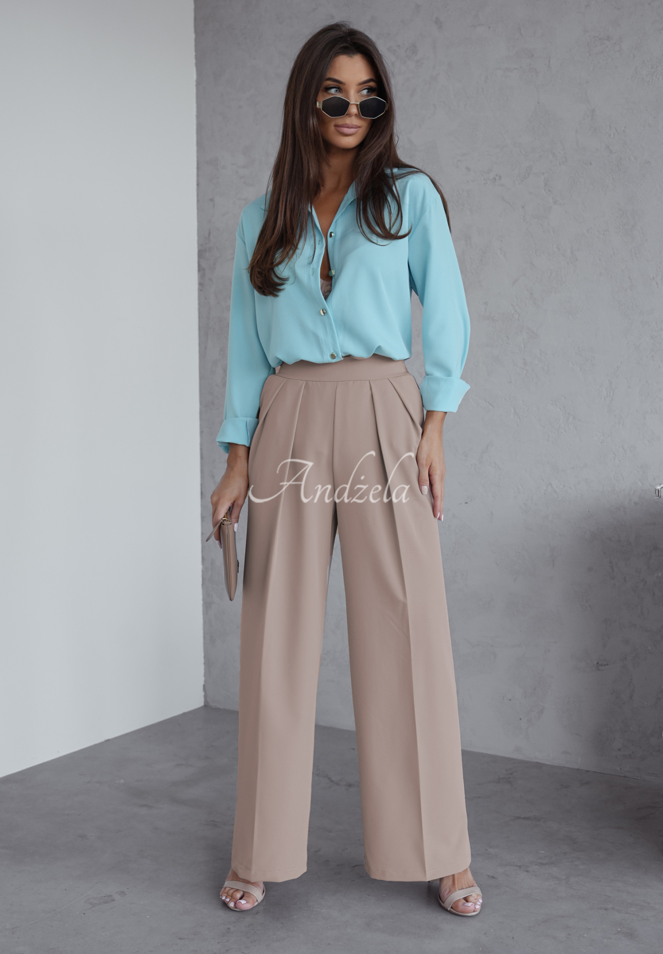 Material wide leg pants Not Difficult beige