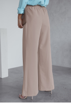 Materiałowe spodnie wide leg Not Difficult beżowe
