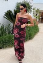 Sukienka maxi w kwiaty La Milla Beauty Is Goodness czarno-burgundowa