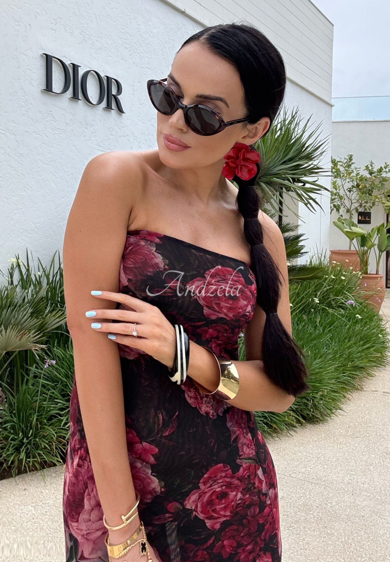 La Milla Beauty Is Goodness black and burgundy floral maxi dress