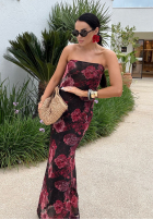 Sukienka maxi w kwiaty La Milla Beauty Is Goodness czarno-burgundowa