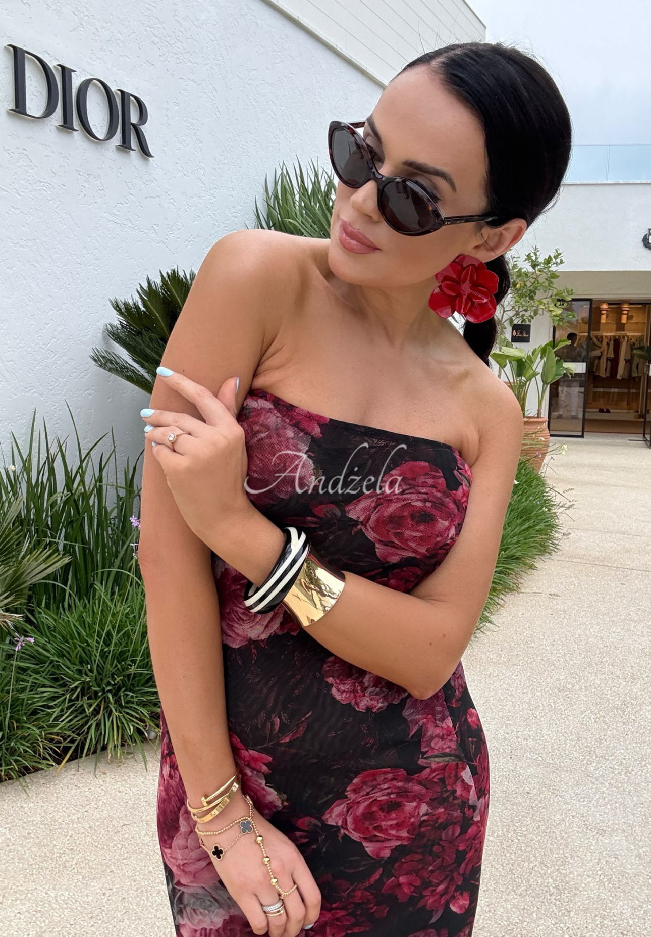 La Milla Beauty Is Goodness black and burgundy floral maxi dress