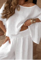 Komplet bluzka i spodnie wide leg Desert Princess biały