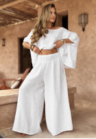Komplet bluzka i spodnie wide leg Desert Princess biały