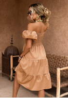 Sukienka z bufkami Dreaming Of The Sun camelowa