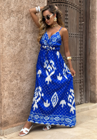 Wiskozowa sukienka we wzory Under The Sea kobaltowa