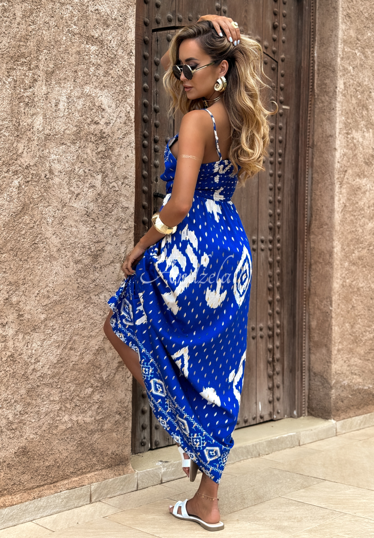 Under The Sea cobalt viscose patterned dress