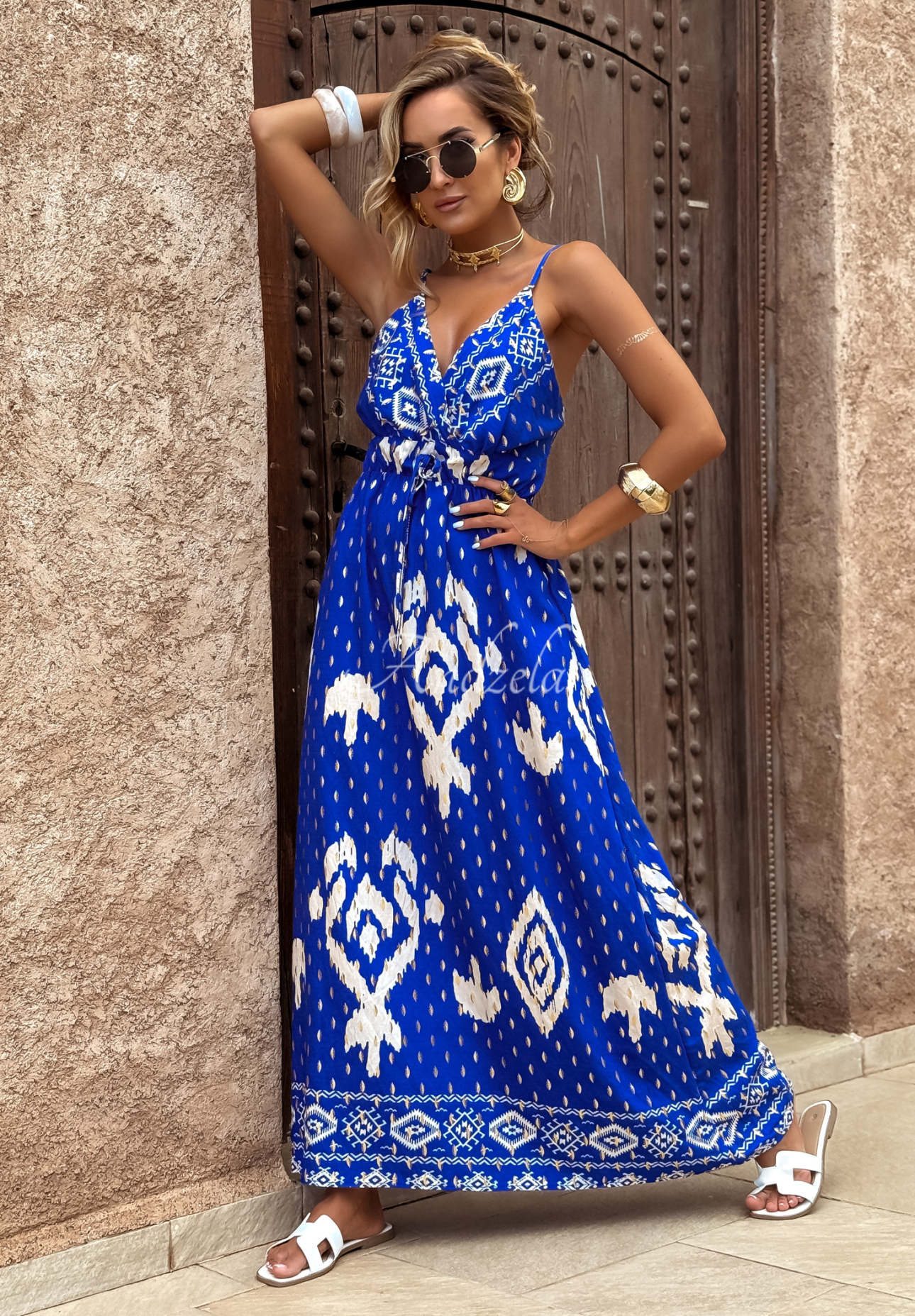 Under The Sea cobalt viscose patterned dress