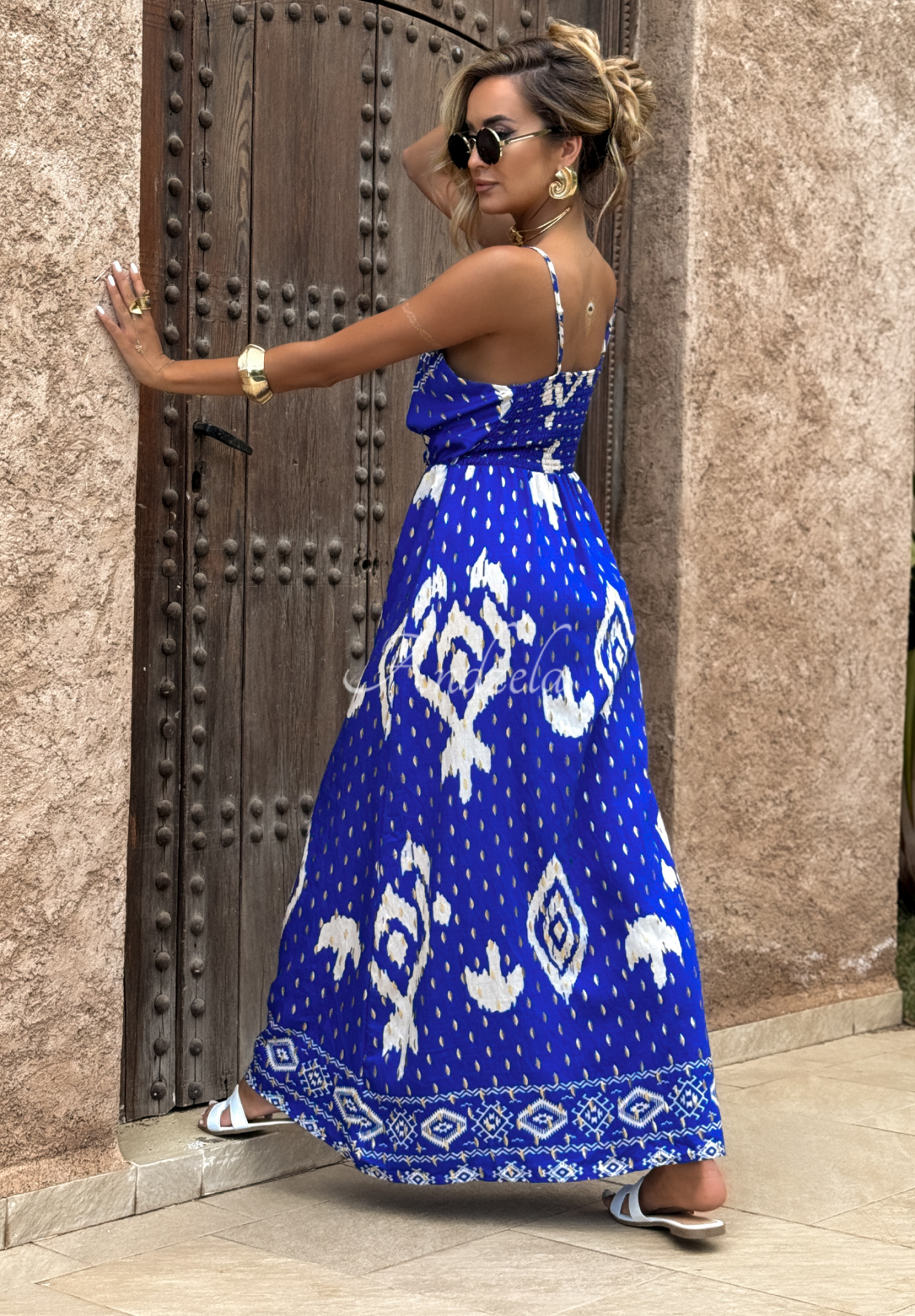 Under The Sea cobalt viscose patterned dress