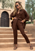 Materiałowe spodnie Afternoon Sun czekoladowe