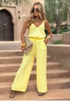 Materiałowe spodnie wide leg Go Through Life bananowe