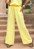 Materiałowe spodnie wide leg Go Through Life bananowe