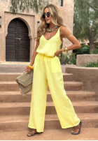 Lniany top Summery Essentials bananowy