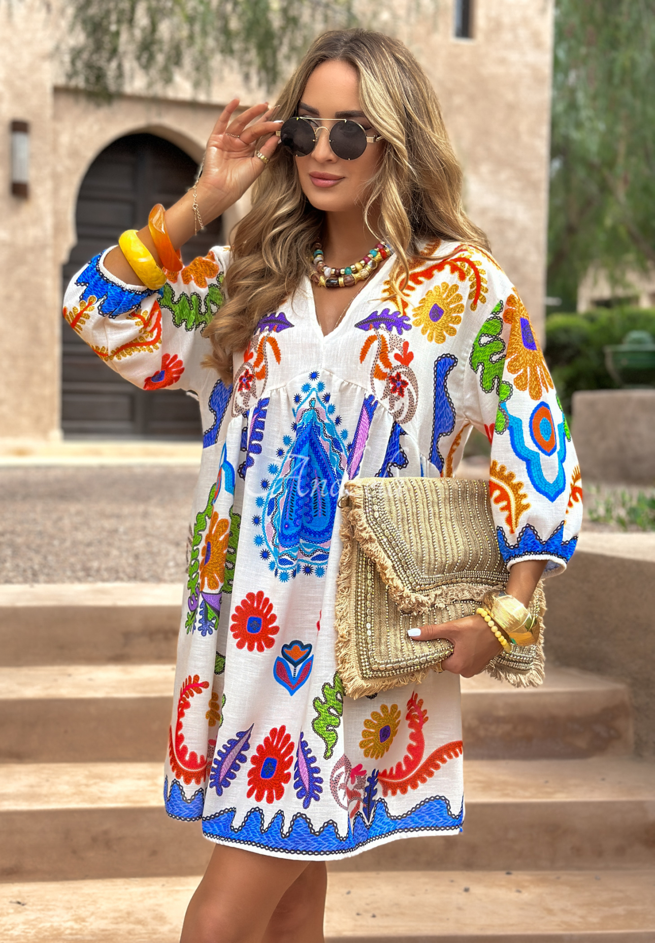 Indian Ocean light beige patterned dress