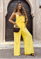 Komplet top i spodnie wide leg Summer Is My Favorite bananowy
