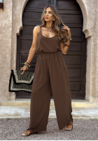 Komplet top i spodnie wide leg Summer Is My Favorite czekoladowy