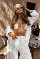 Komplet koszula i spodnie wide leg I Need Summer biały