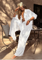 Komplet koszula i spodnie wide leg I Need Summer biały