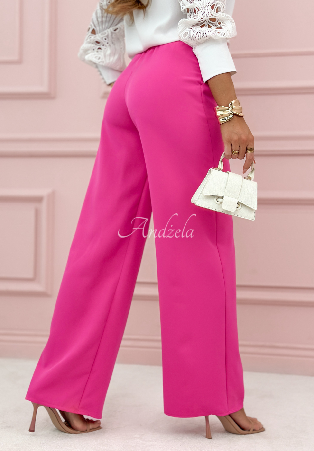Elegant Glamour Flow fuchsia wide leg pants