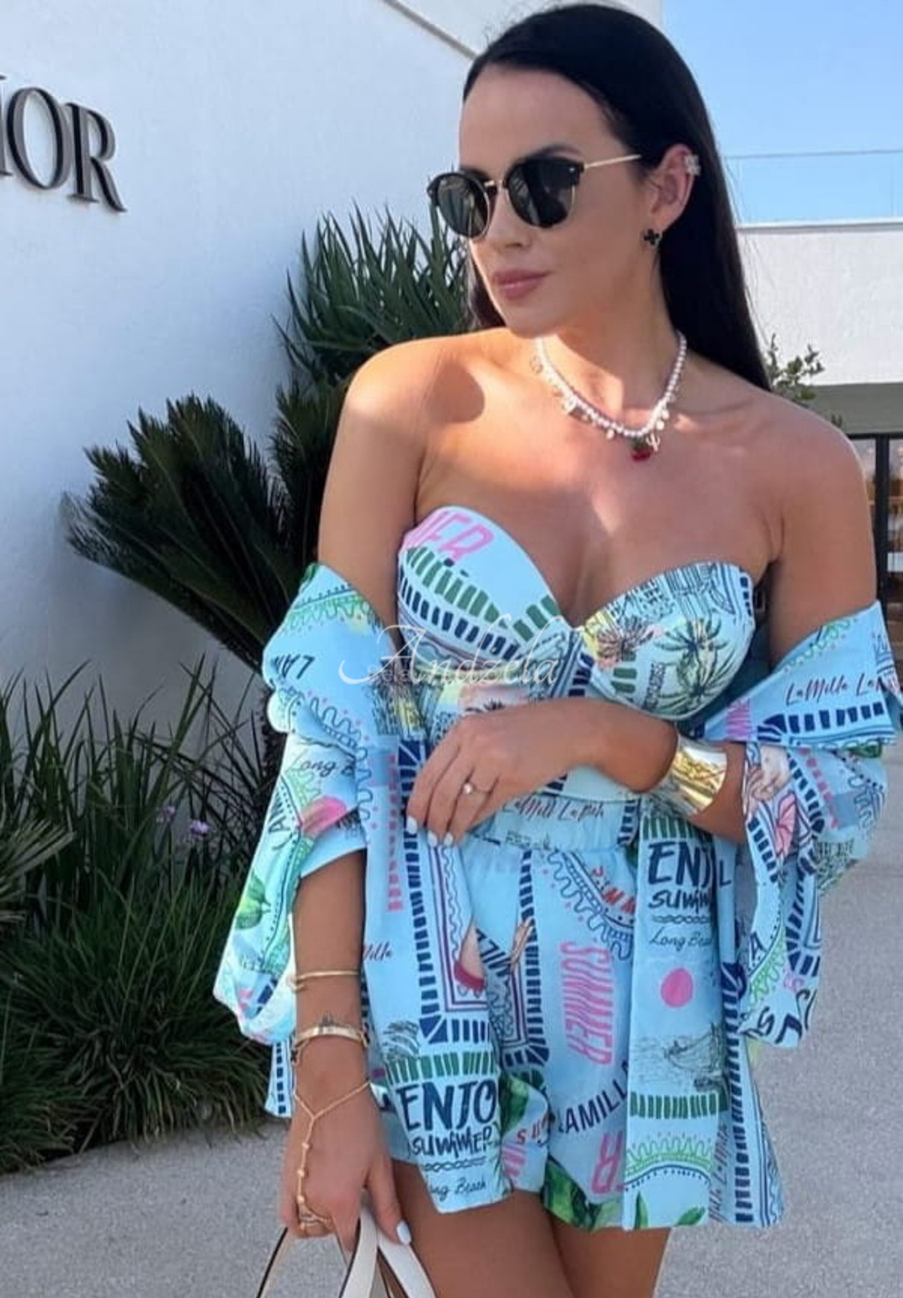 La Milla Sunbathing Today patterned swimsuit body blue