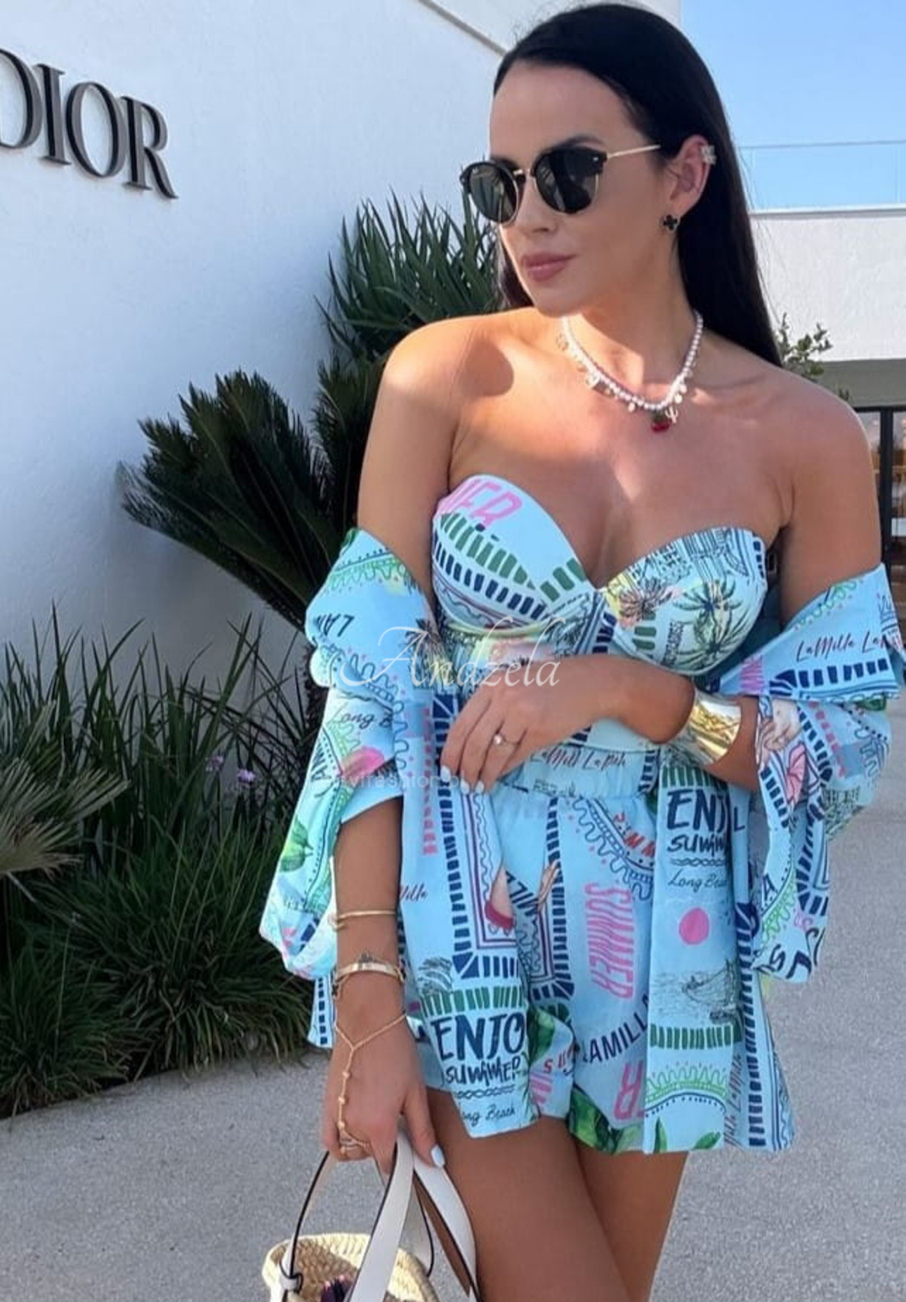 La Milla Sunbathing Today patterned swimsuit body blue