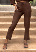 Materiałowe spodnie Afternoon Sun czekoladowe