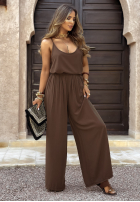 Komplet top i spodnie wide leg Summer Is My Favorite czekoladowy