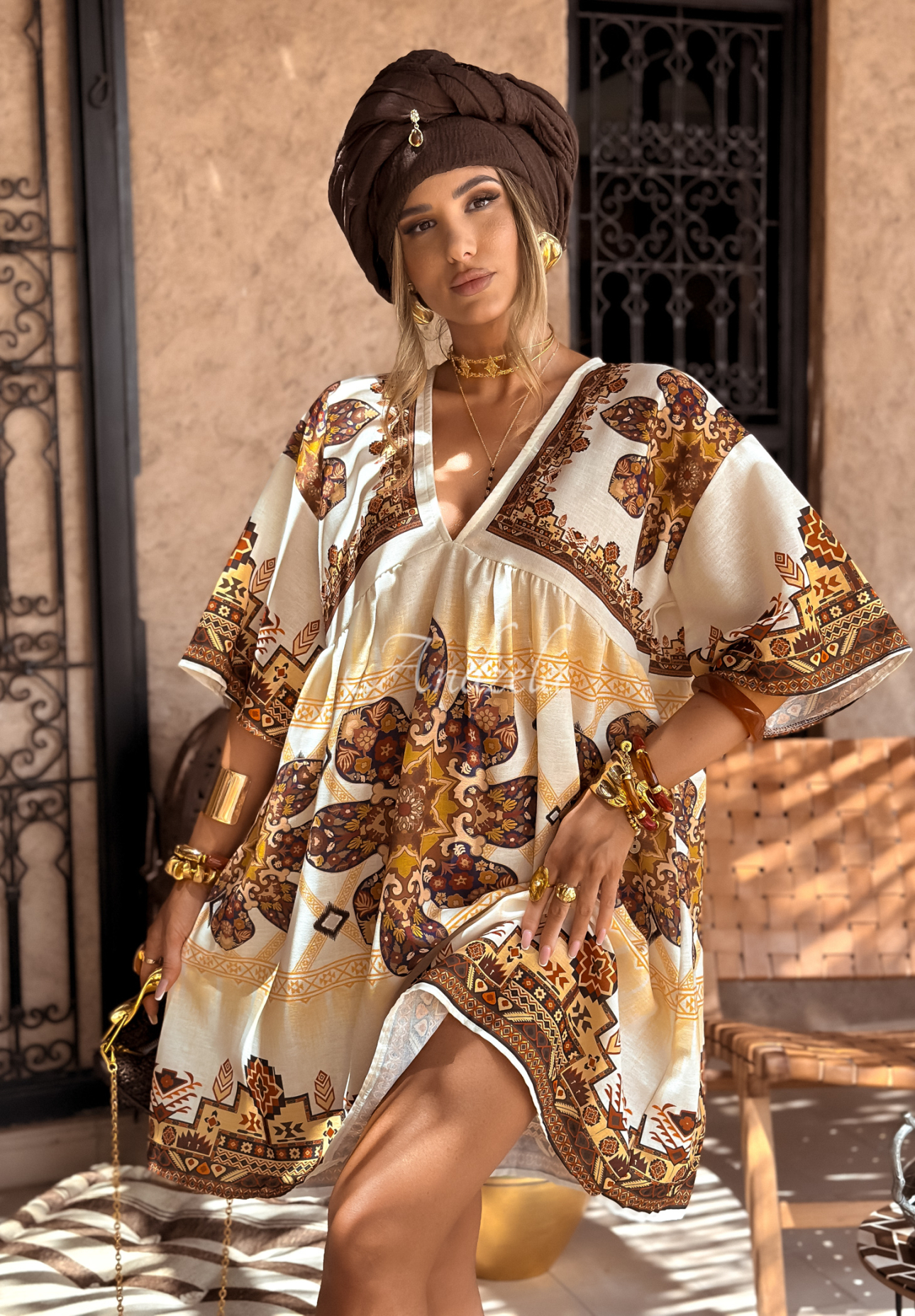 Smell The Sea beige patterned dress