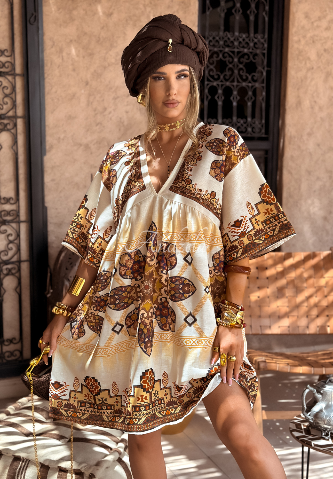 Smell The Sea beige patterned dress