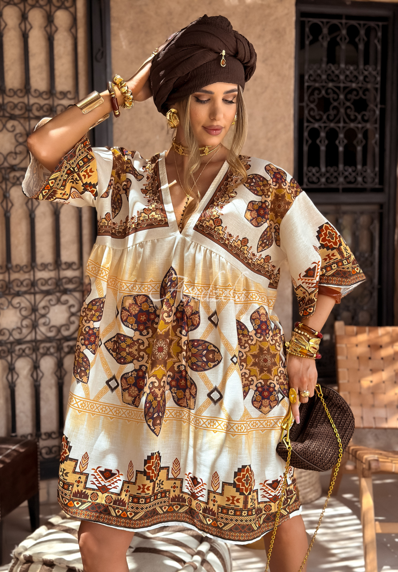 Smell The Sea beige patterned dress