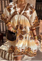 Wzorzysta sukienka Smell The Sea beżowa