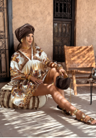 Wzorzysta sukienka Smell The Sea beżowa