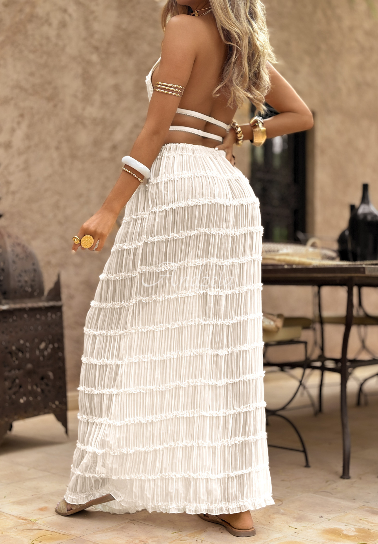 Komplet top i spódnica Letters To Summer ecru