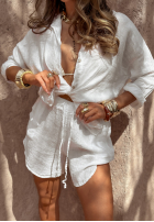 Lniane krótkie spodenki Luxury Villa białe