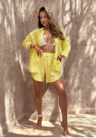 Lniane krótkie spodenki Luxury Villa bananowe