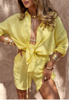 Lniane krótkie spodenki Luxury Villa bananowe