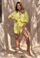 Lniane krótkie spodenki Luxury Villa bananowe