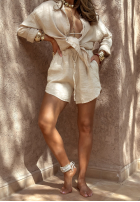 Lniane krótkie spodenki Luxury Villa beżowe