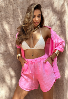 Lniane krótkie spodenki Luxury Villa różowe