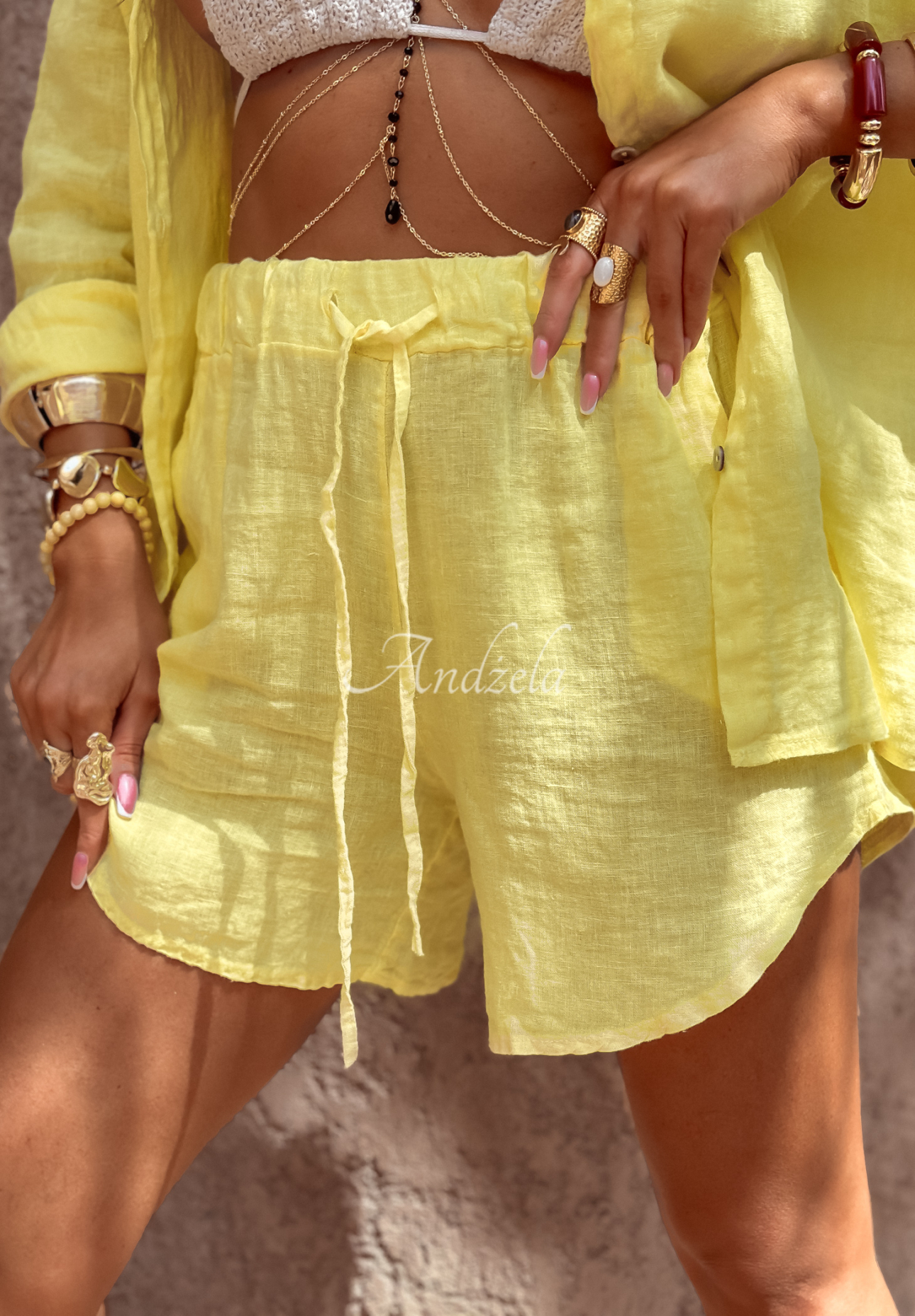 Luxury Villa banana linen short shorts