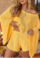 Krótkie ażurowe spodenki boho Sunshine Perfection bananowe