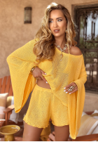 Krótkie ażurowe spodenki boho Sunshine Perfection bananowe