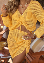 Ażurowy komplet boho I've Missed You Summer bananowy