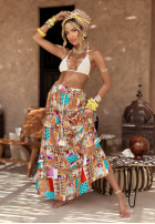 Wzorzysta spódnica Sweet Summertime pomarańczowo-niebieska