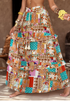 Wzorzysta spódnica Sweet Summertime pomarańczowo-niebieska